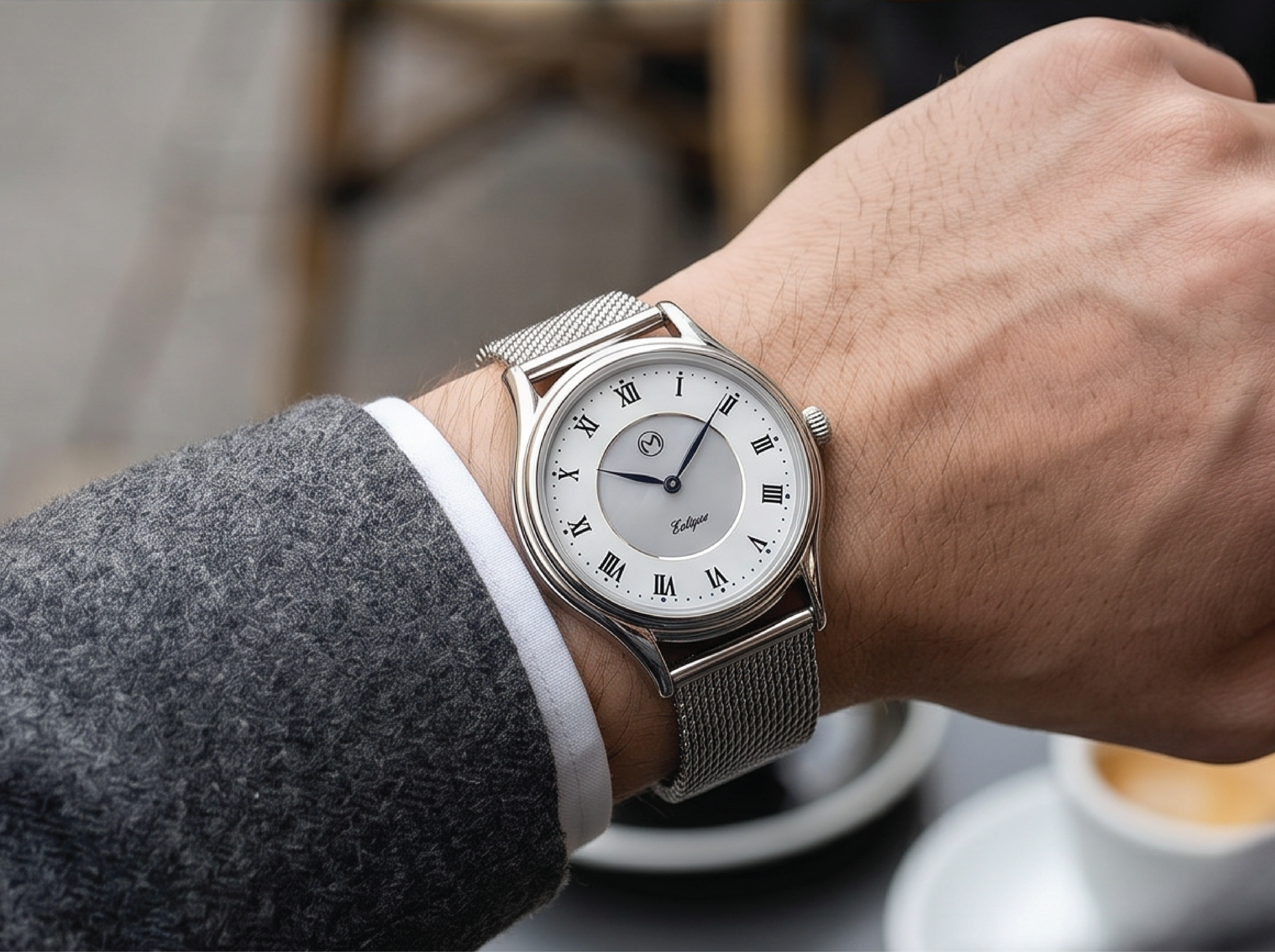 Lugano Eclipse Solar 36 MM Steel + Free Leather Band