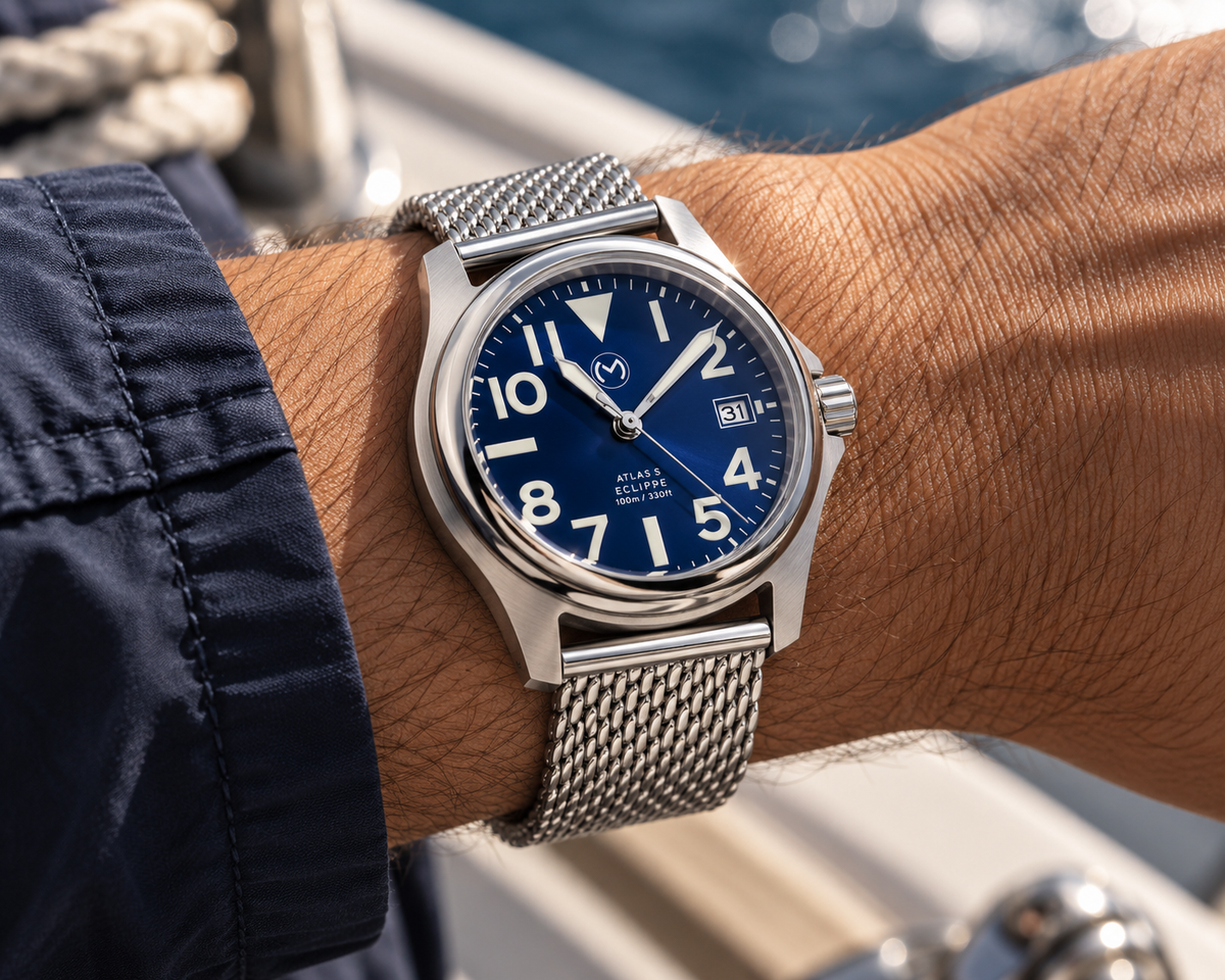 Atlas Eclipse Steel Blue Dial 38mm - Bundle