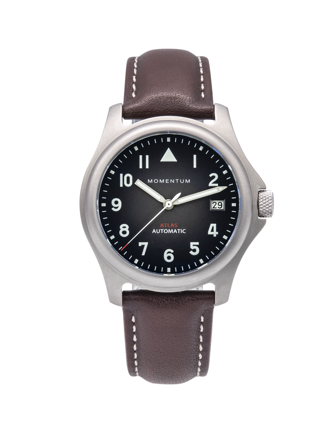 Atlas Automatic Titanium Field Watch on Brown Leather