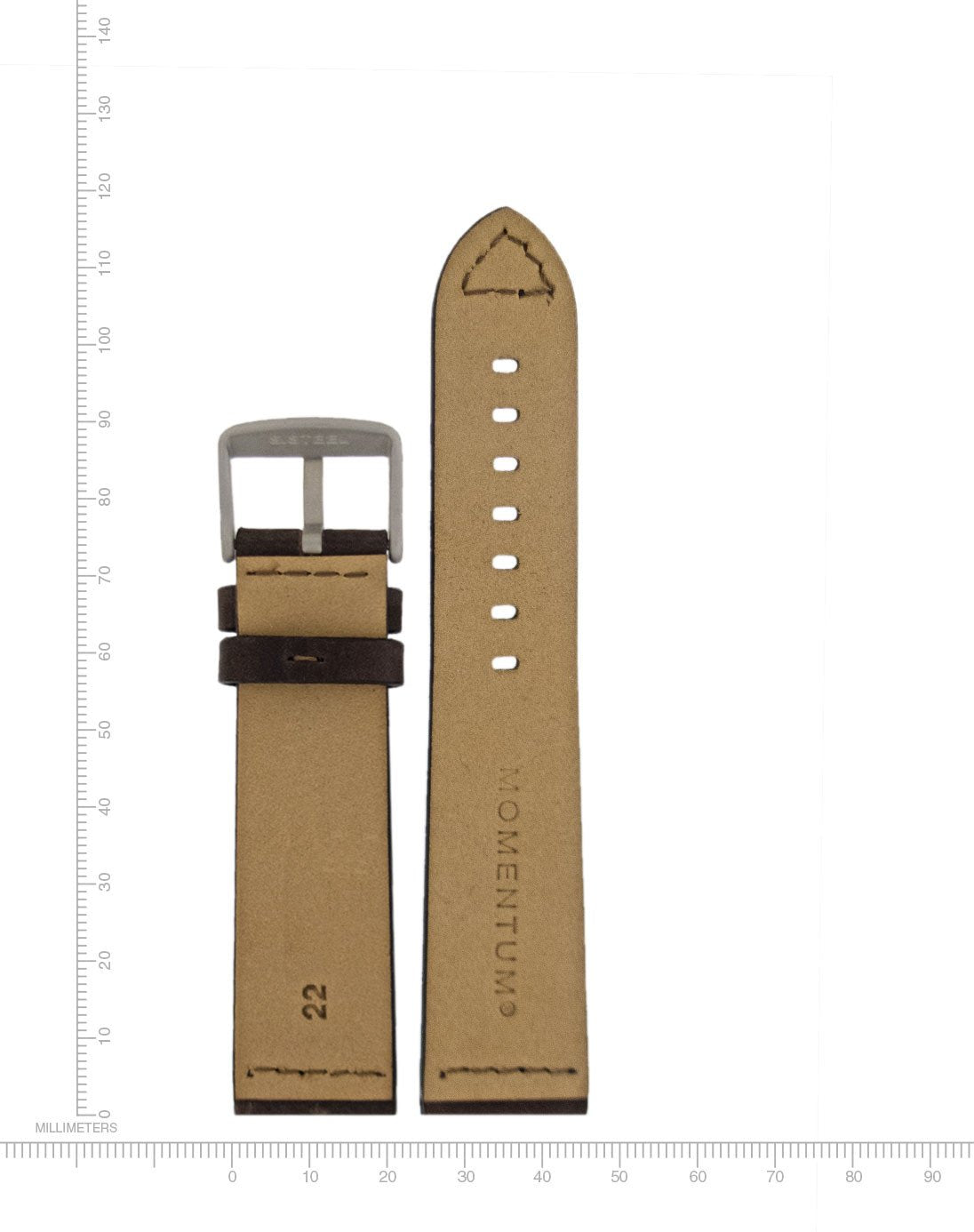 Momentum Watches | Bramante Leather Band | Brown | Vintage Style Leather Band | Backside