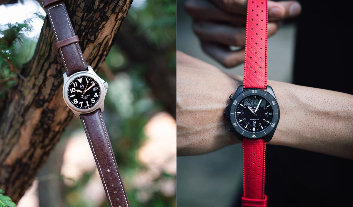 VINTAGE MOMENTUM  WATCH W/ EXTRA LEATHER BAND. Vintage Momentum by St Moritz Ladies Titanium Alarm Watch  main image 2