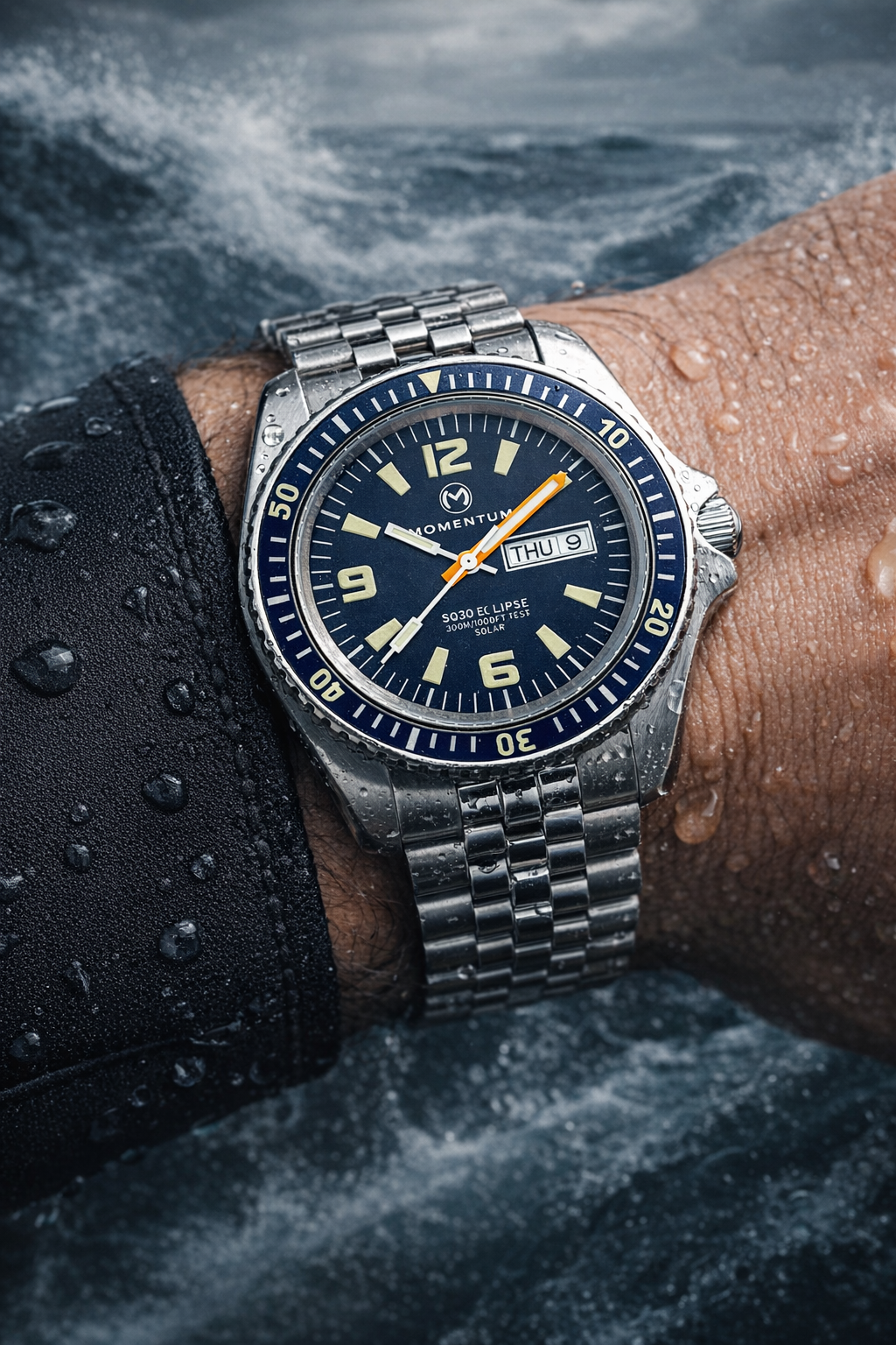 Sea Quartz 30 Eclipse Solar Stainless Steel [42mm] Blue Dial