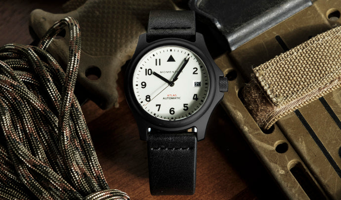 Atlas Automatic Black-Ion [38mm] | Lume Dial Titanium Field Watch