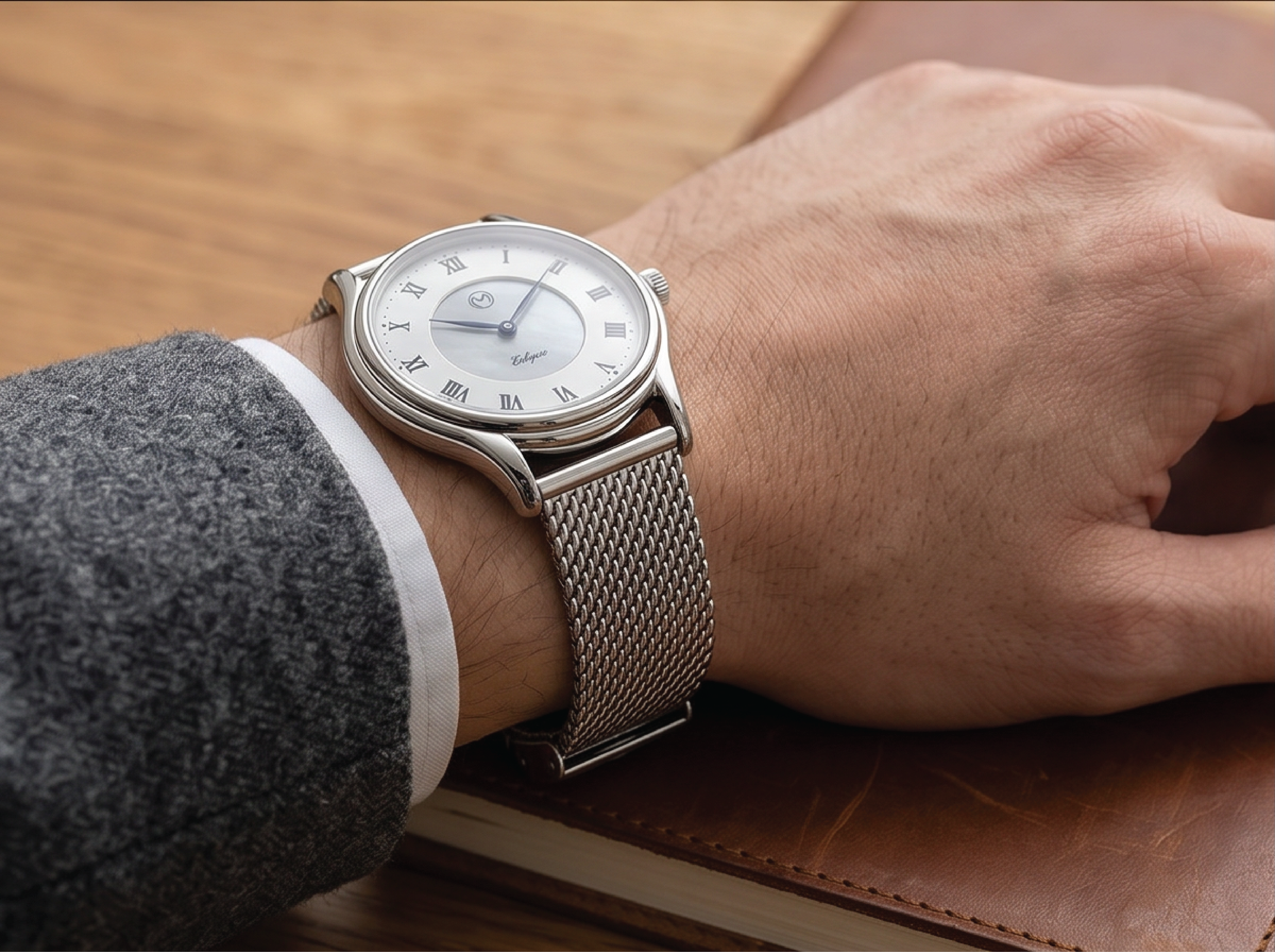 Lugano Eclipse Solar 36 MM Steel + Free Leather Band