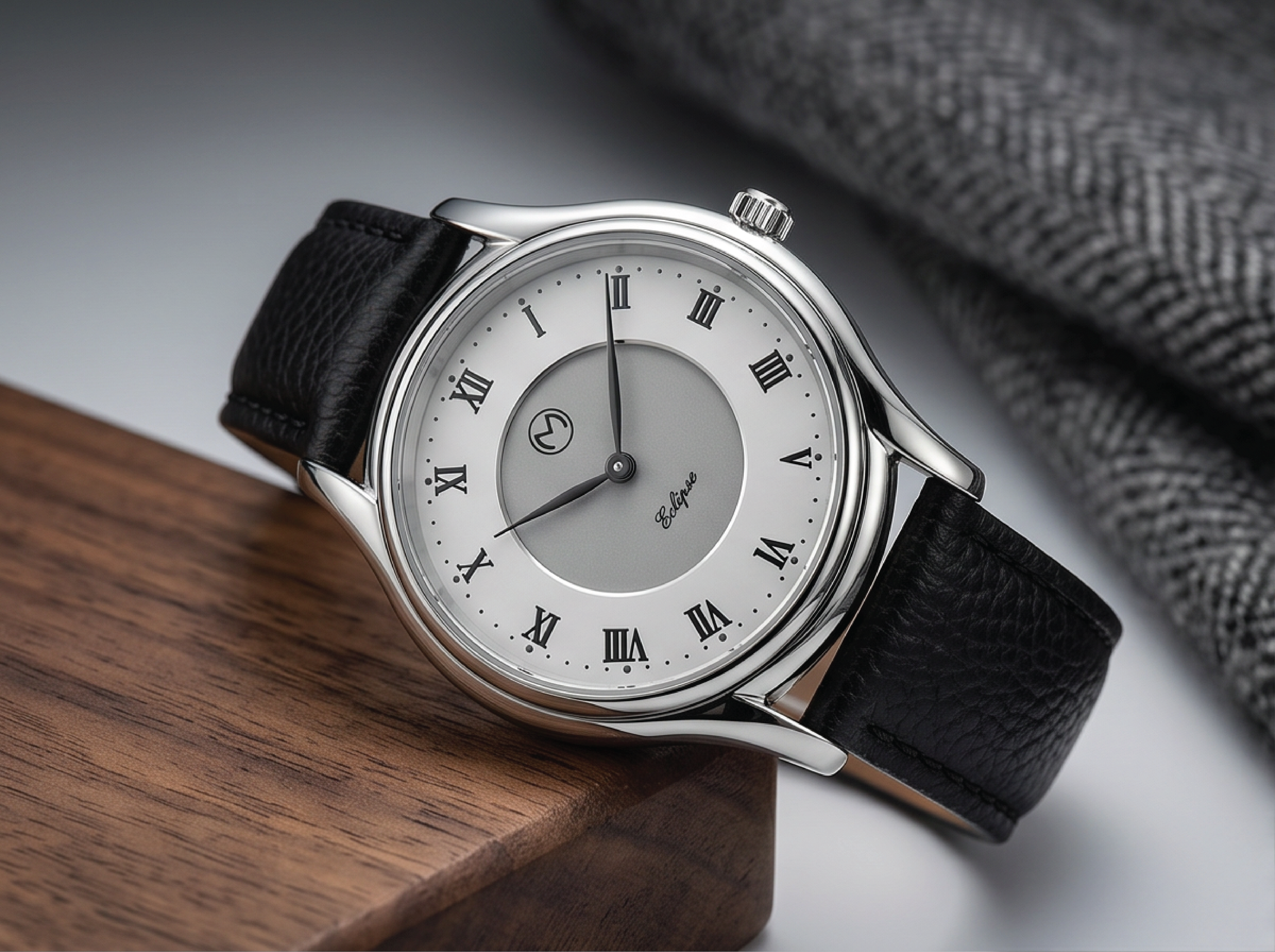 Lugano Eclipse Solar 36 MM Steel + Free Leather Band