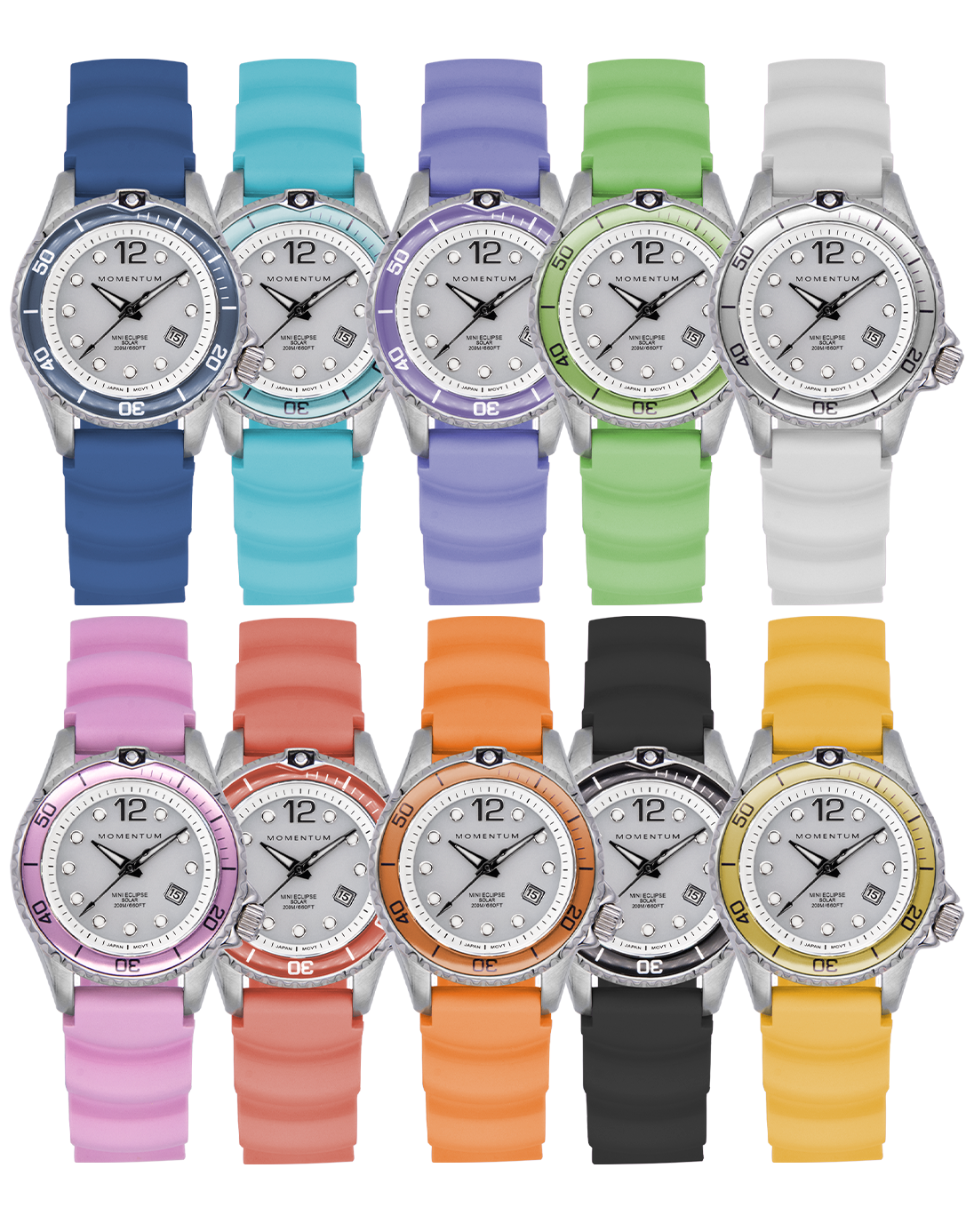 Mini Eclipse Solar White Ladies Solar Powered Dive Watch Momentum Watches