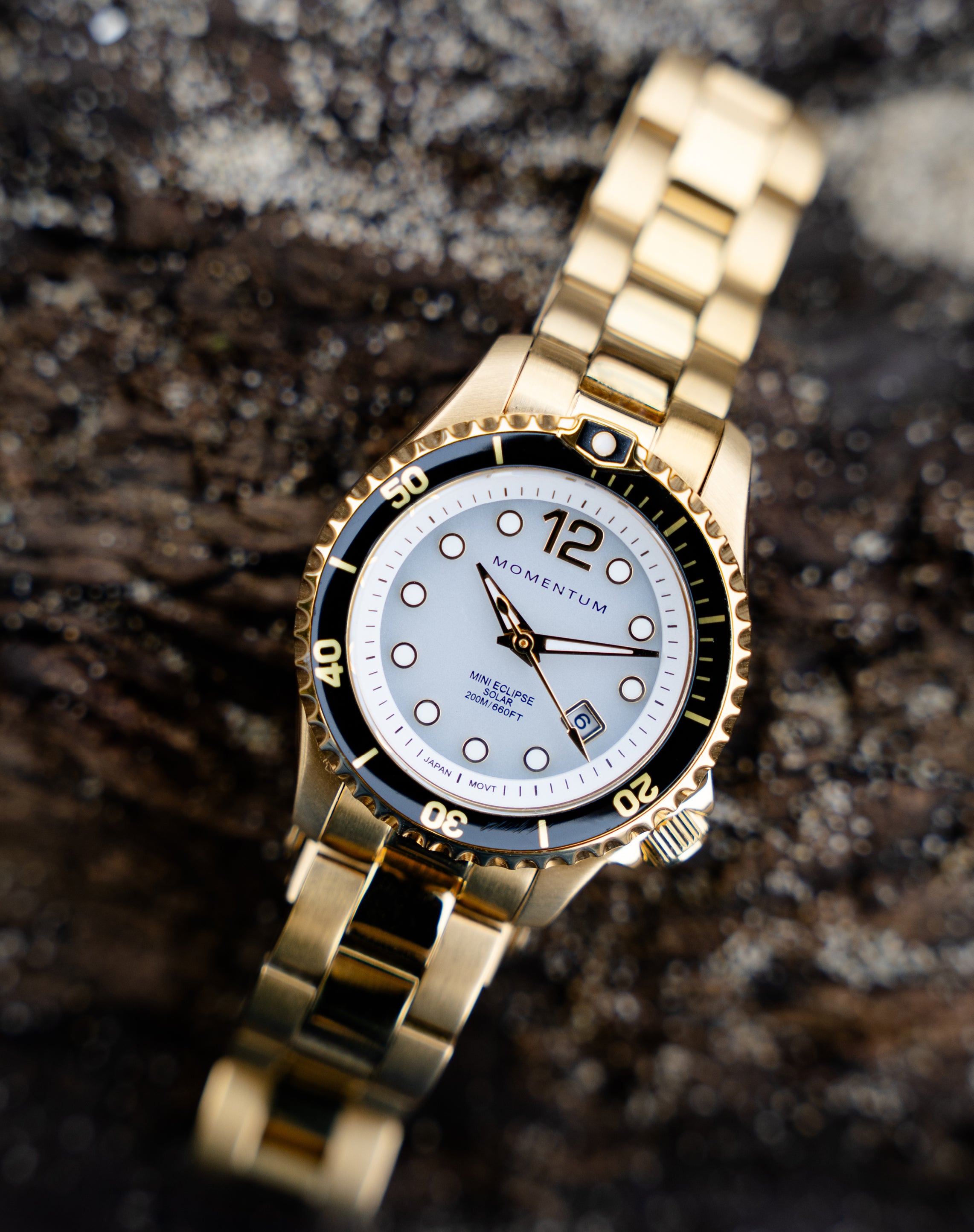 Champagne Mini Eclipse Solar - White | Ladies Gold Solar-Powered