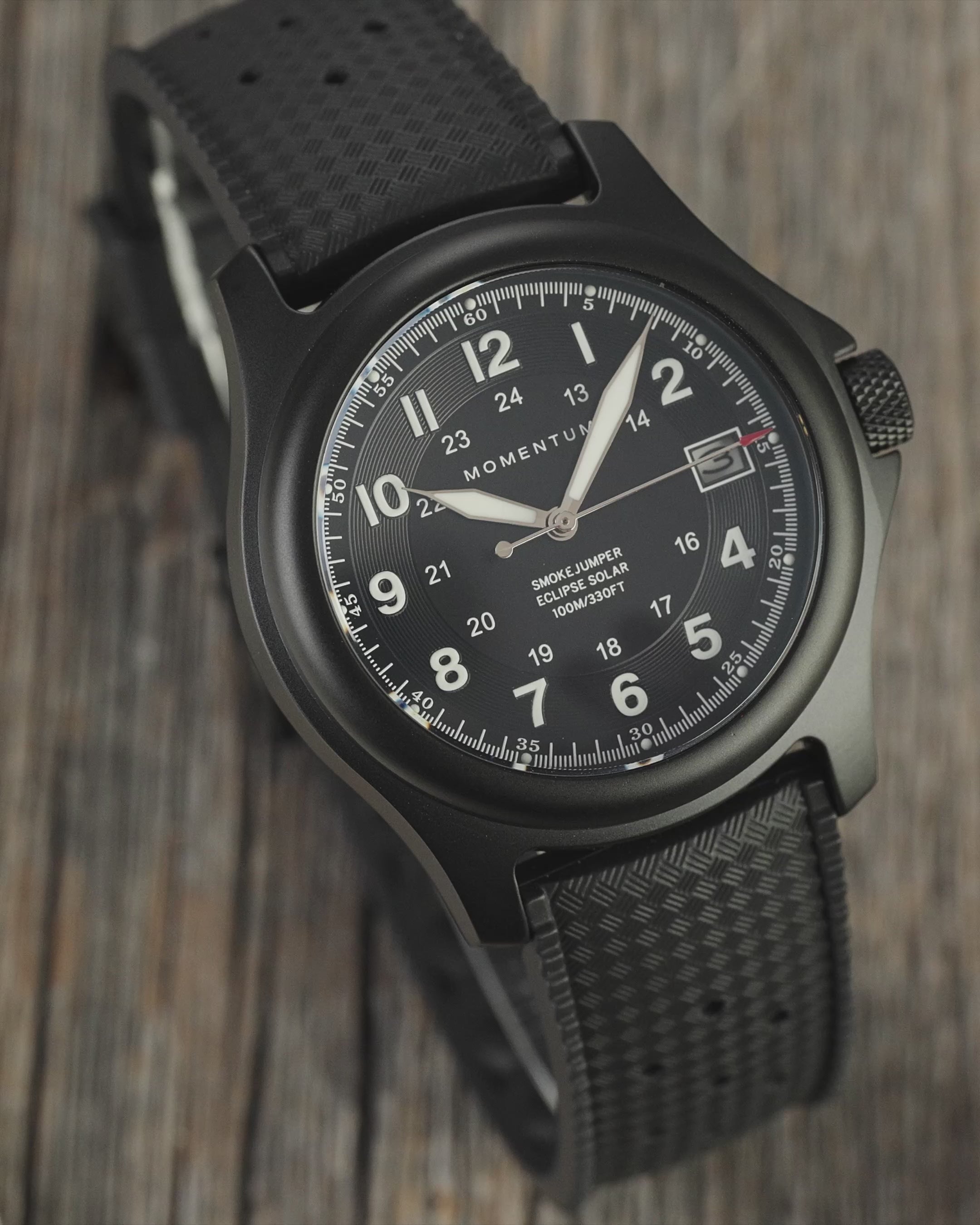 Smokejumper Eclipse 38mm | Black Titanium Solar-Powered Field Watch
