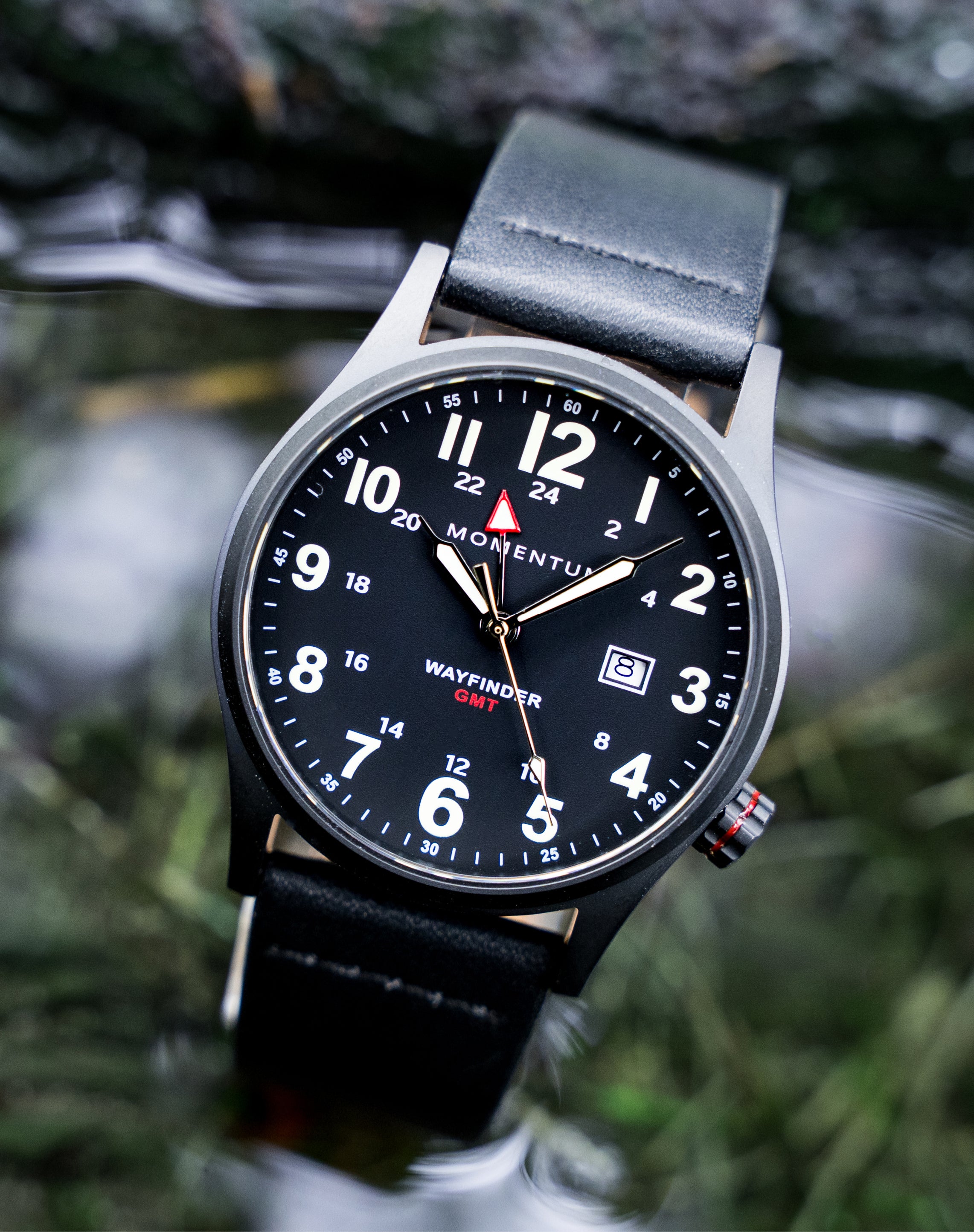 Momentum Watches | Wayfinder GMT Black-Ion | Titanium Field Watch
