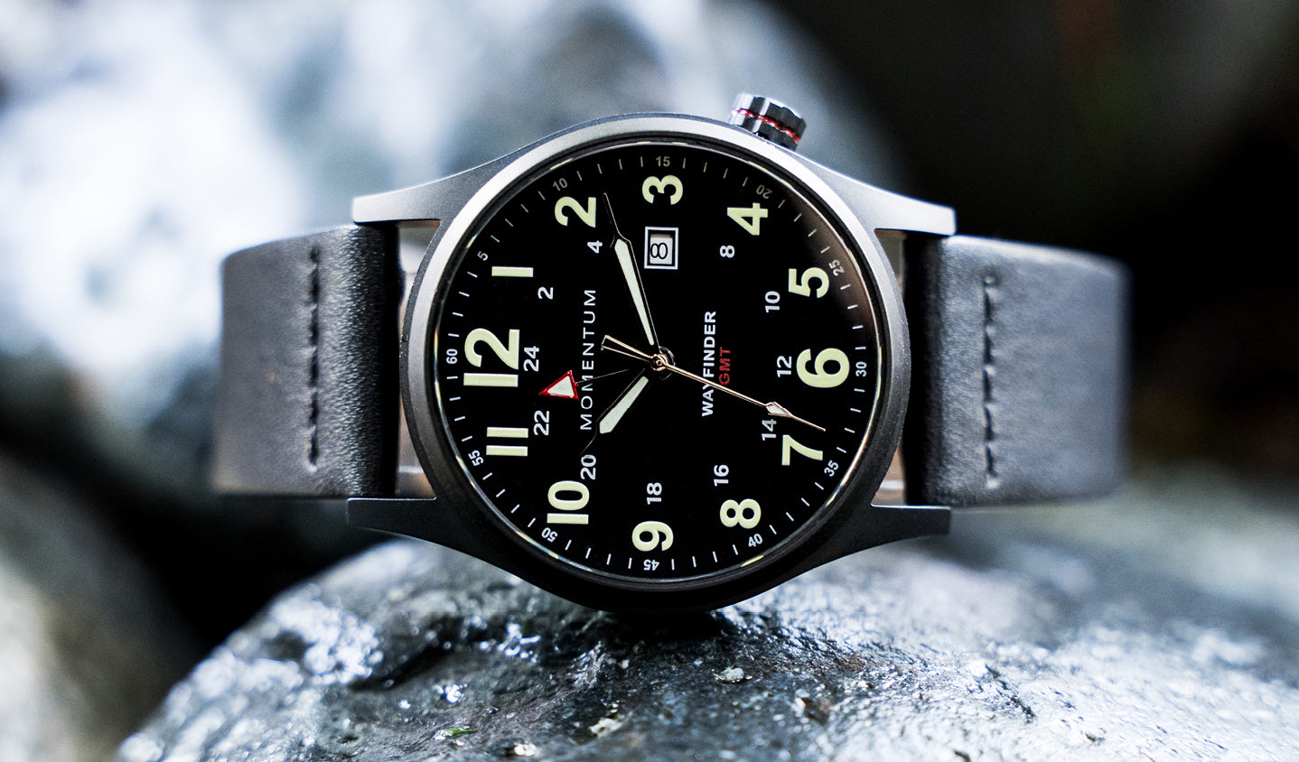 Momentum Watches | Wayfinder GMT Black-Ion | Titanium Field Watch