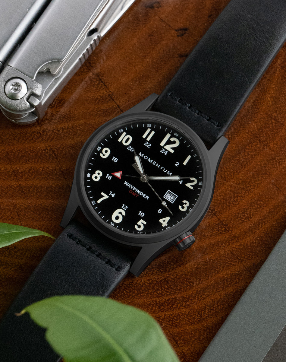 Momentum Watches | Wayfinder GMT Black-Ion | Titanium Field Watch